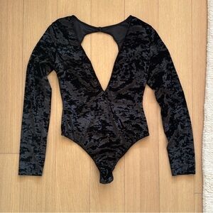 Victorias Secret Black Velvet Long Sleeve Bodysuit